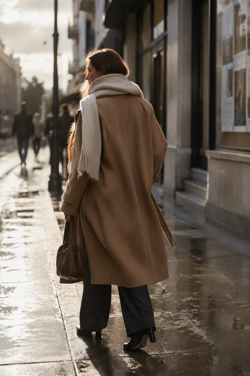 Elegant Street Style Fashion Model Walking