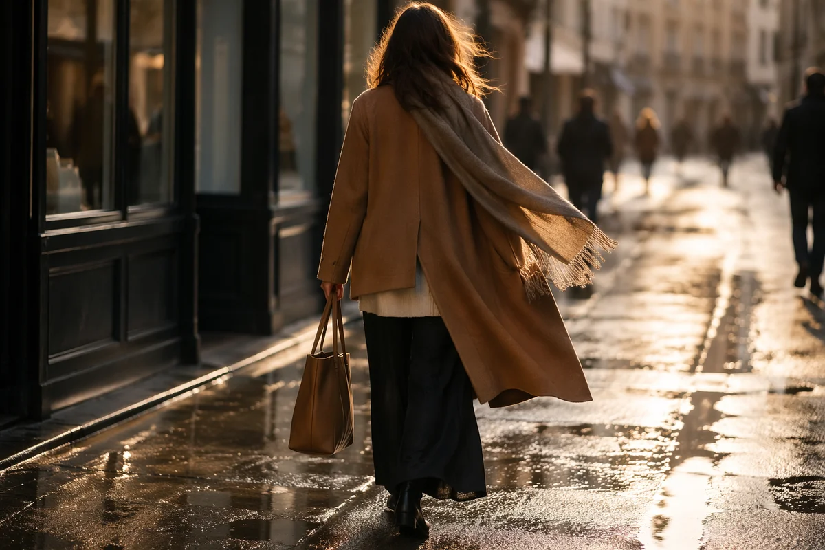 Elegant Camel Coat Street Style Editorial