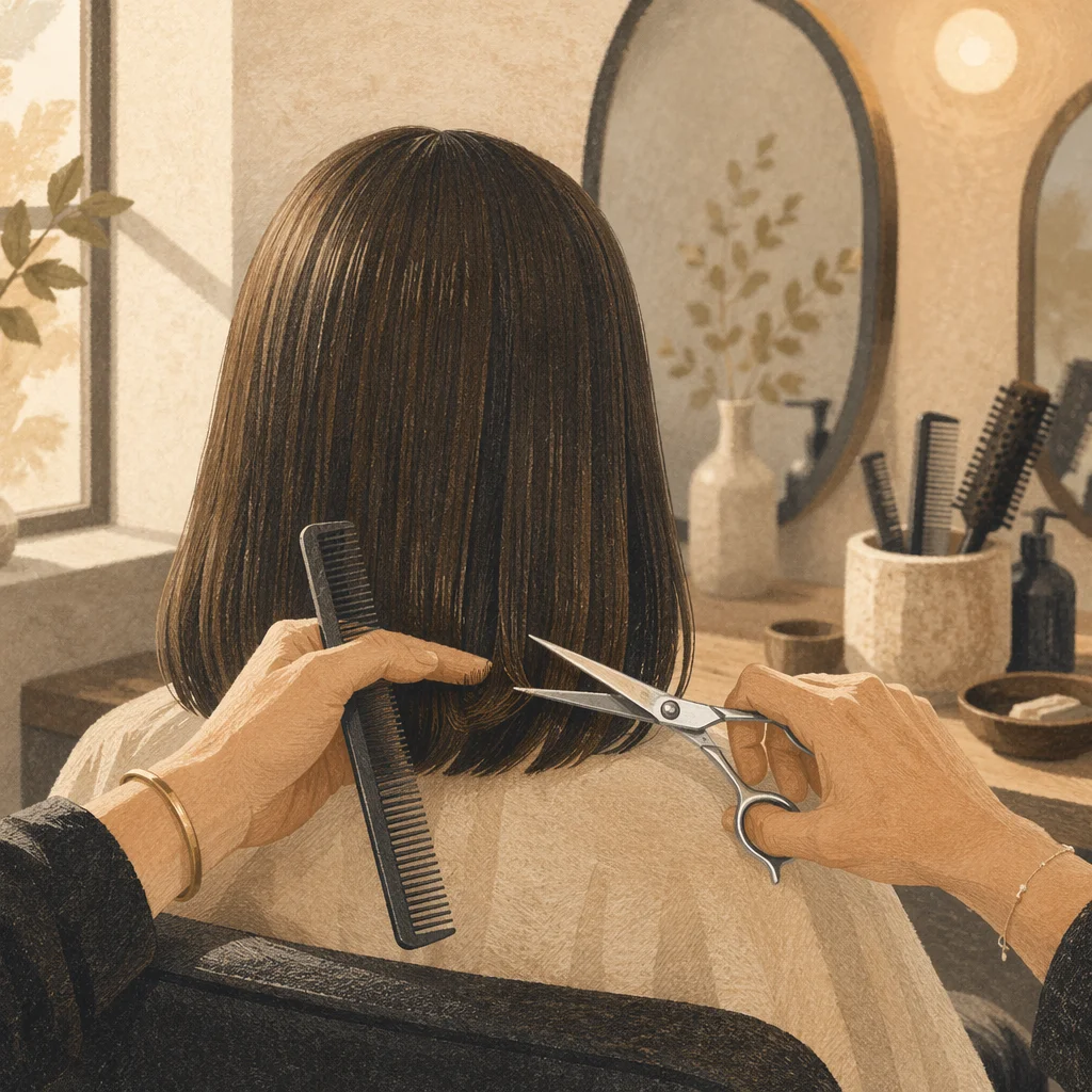 Elegant Hair Styling Scissors in Salon