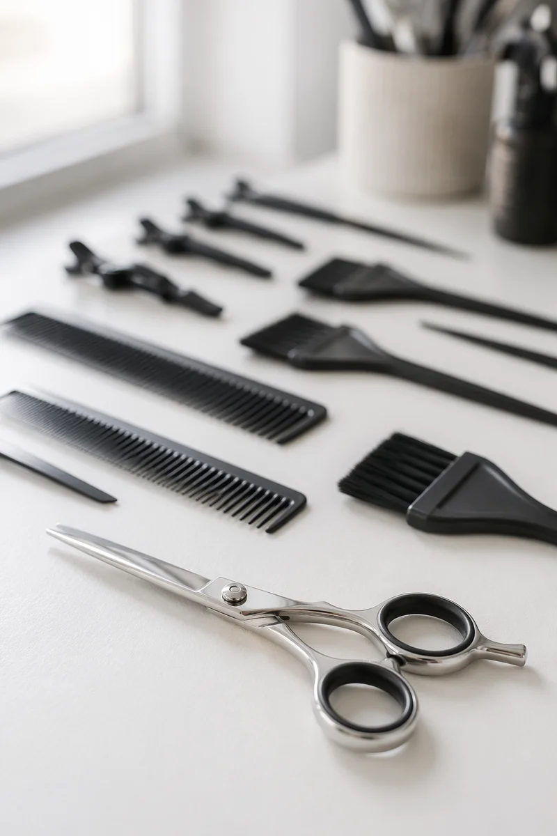 Professional Hair Styling Tools Flat Lay