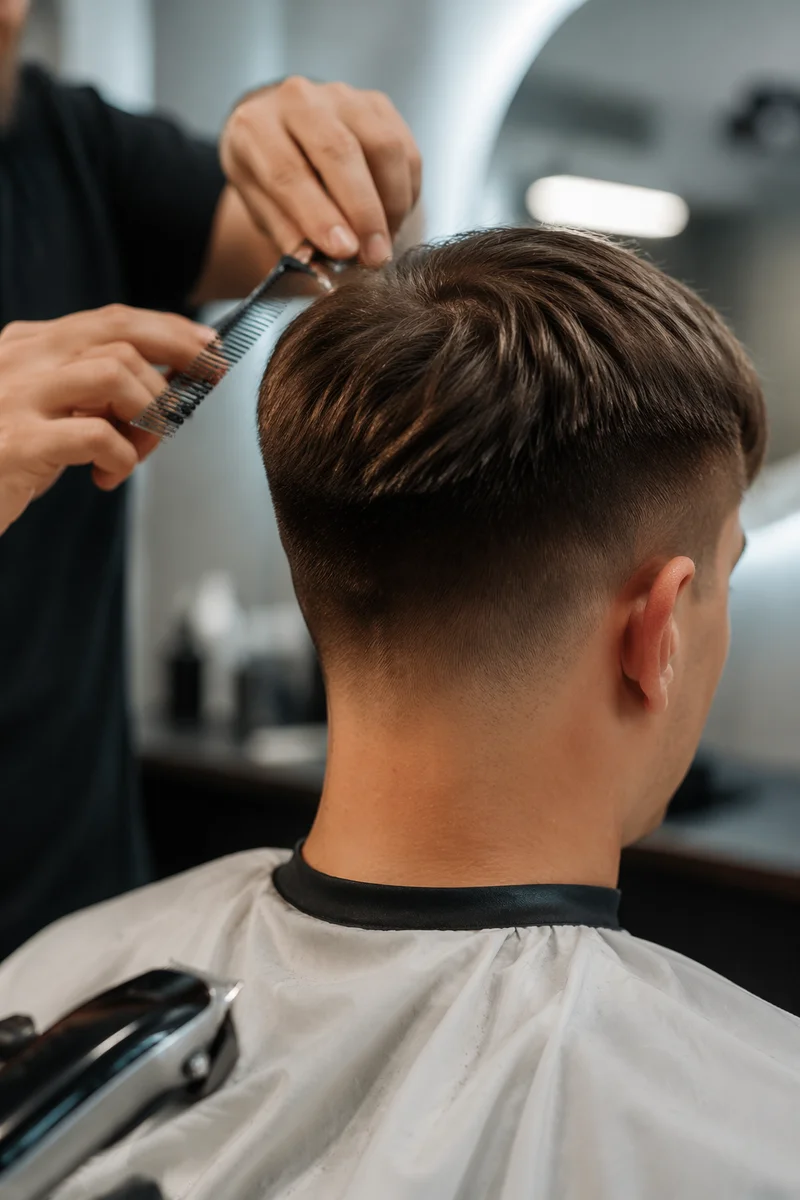 Modern Salon Taper Fade Haircut Close-Up
