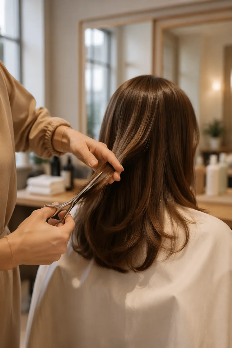 Elegant Salon Haircut with Styling Scissors