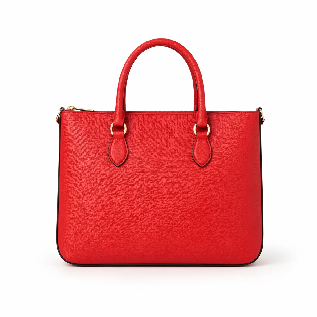 Red Leather Luxury Tote on White