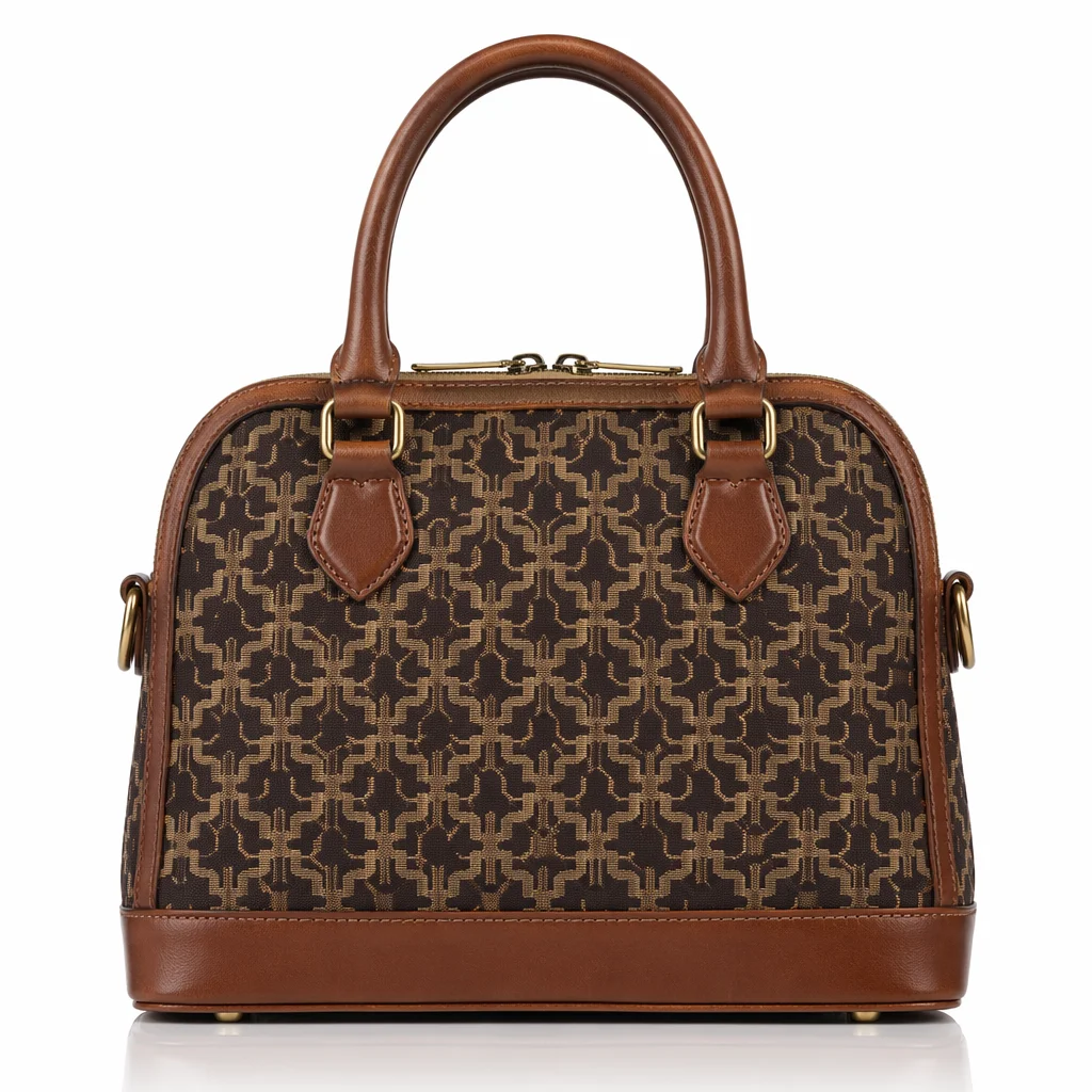 Luxury Leather Satchel with Geometric Folk Pattern