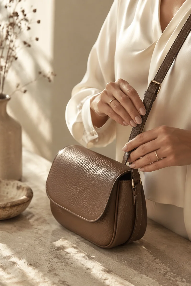 Luxury Leather Handbag in Boutique Light