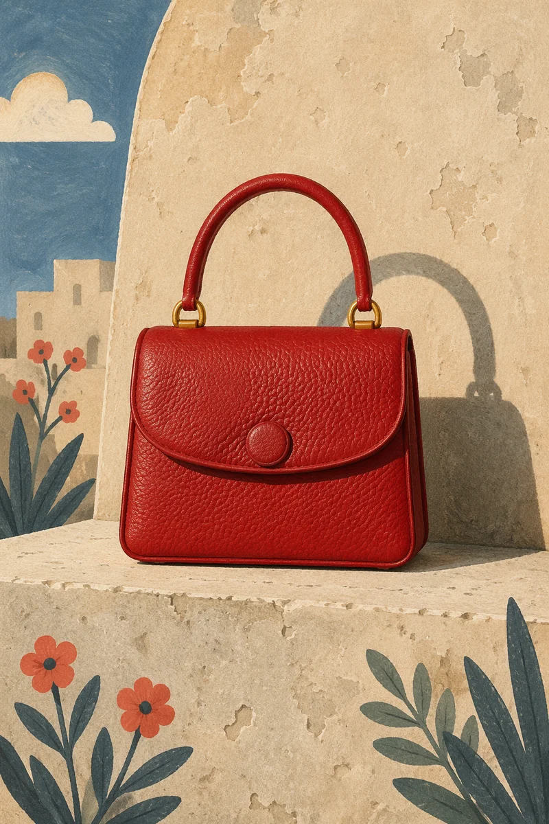 Luxury Red Pebbled Leather Handbag