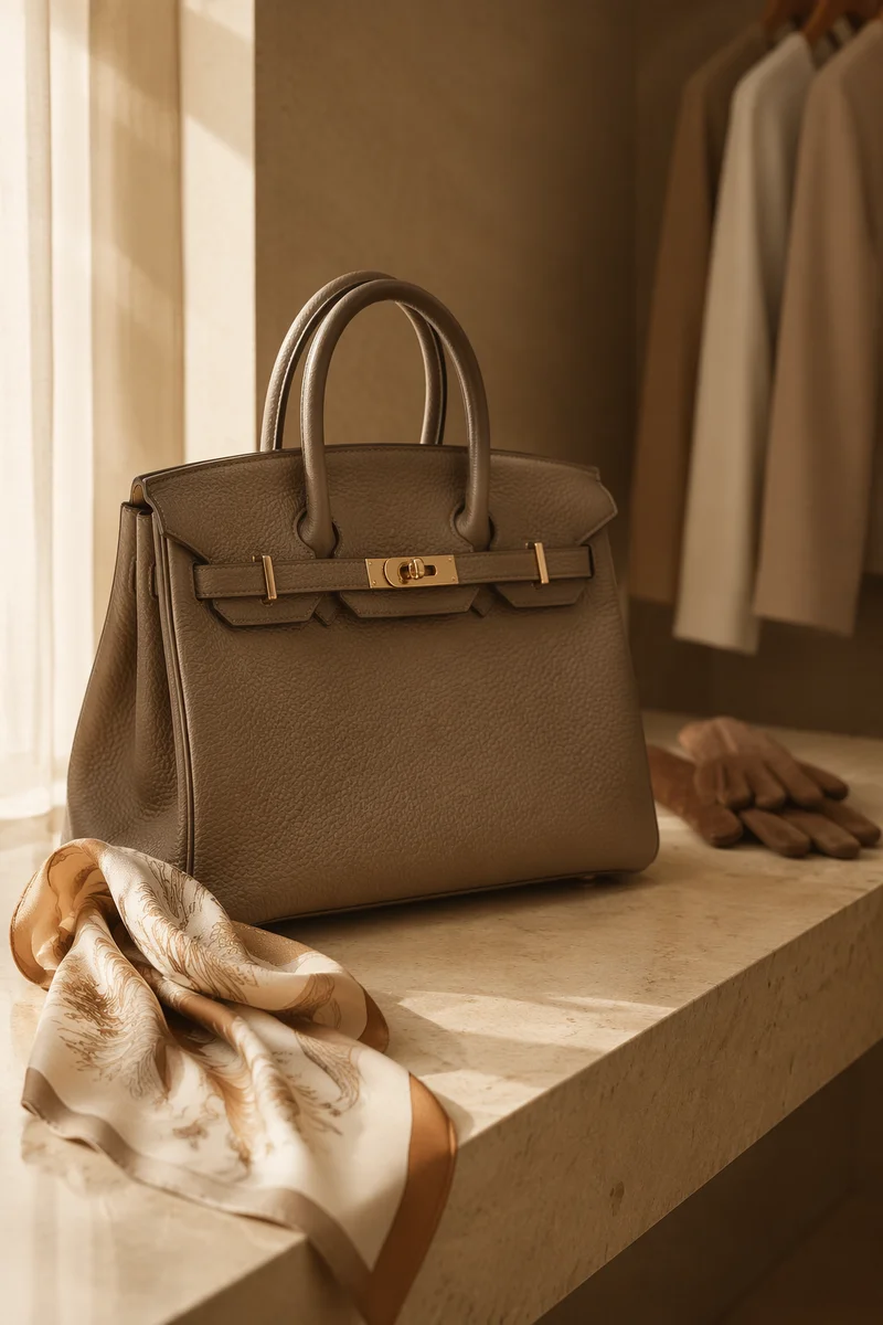 Luxury Leather Handbag in Boutique Morning Light