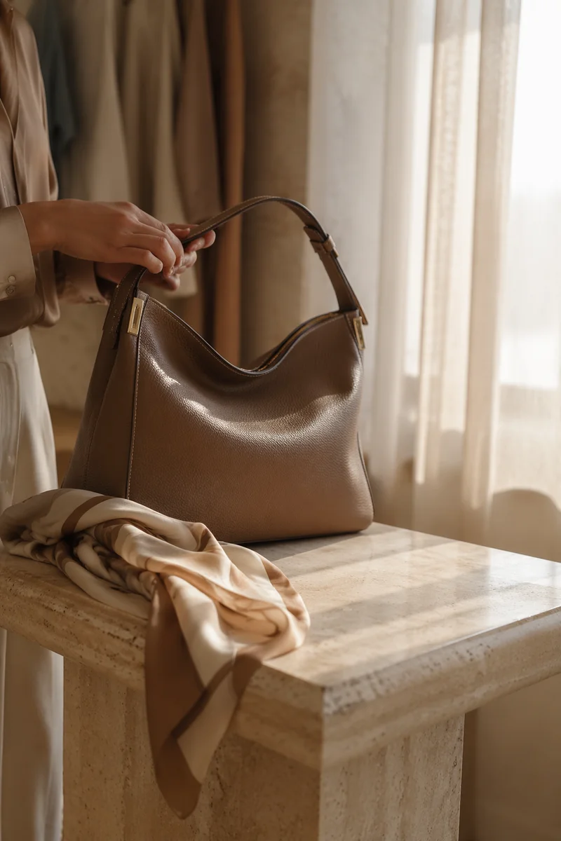 Luxury Leather Handbag in Serene Boutique
