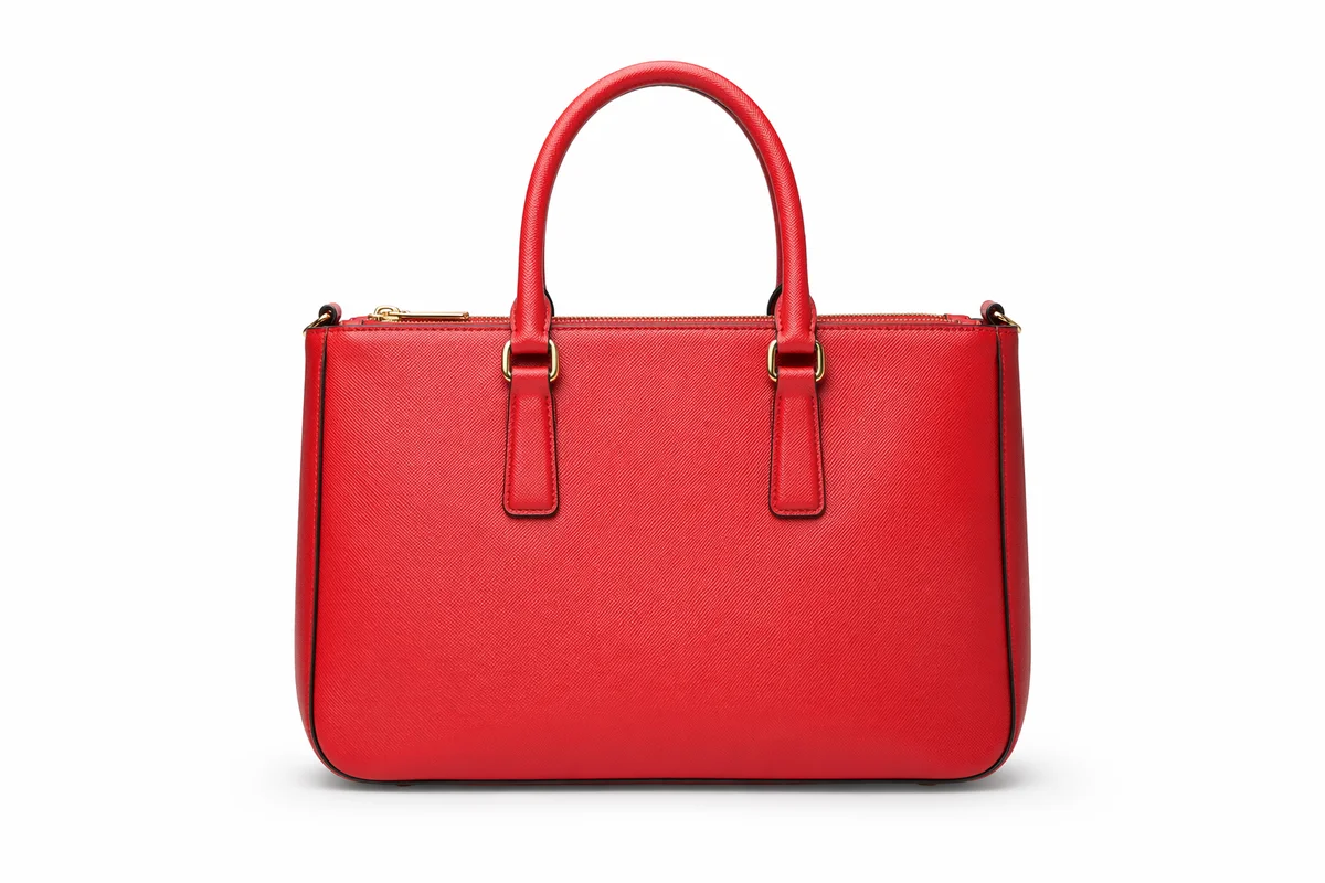Luxury Red Leather Tote Handbag