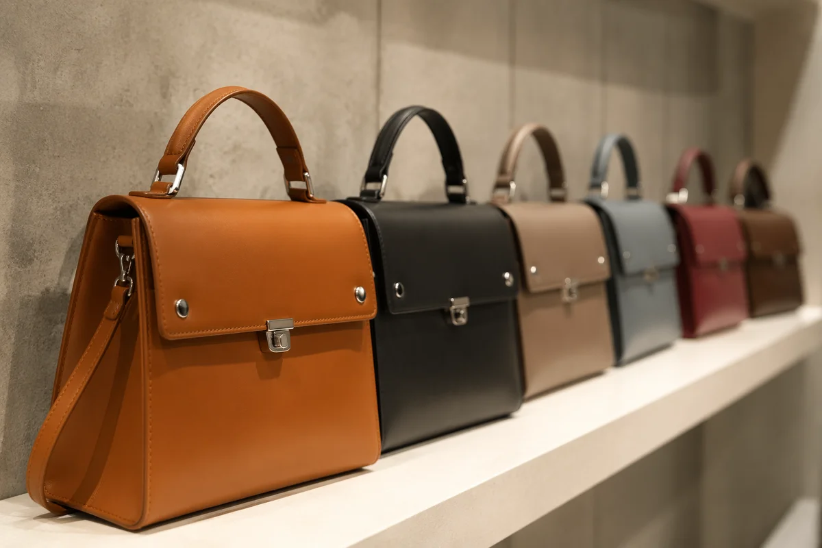 Luxury Leather Handbags on Boutique Shelf