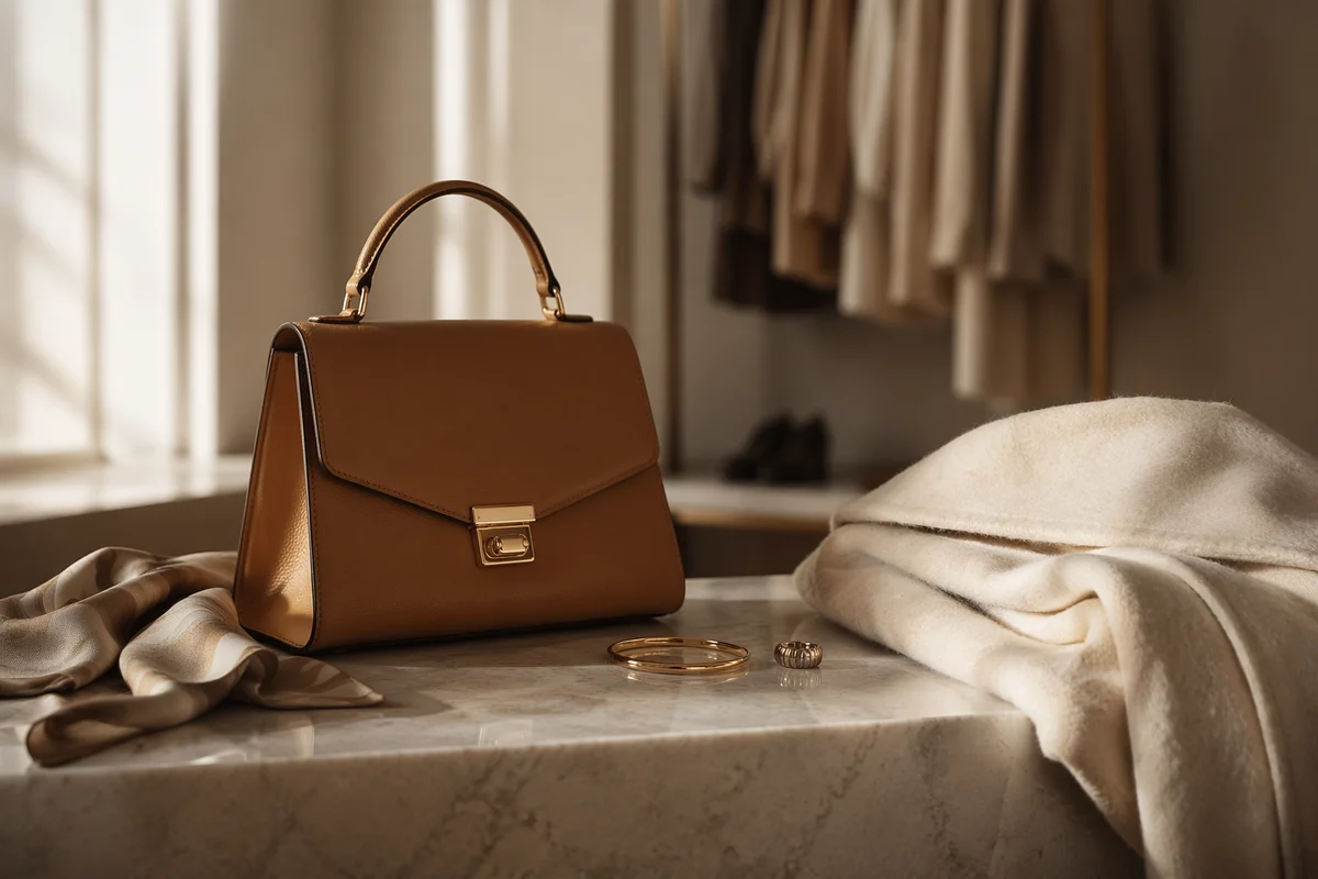 Luxury Leather Handbag in Elegant Boutique