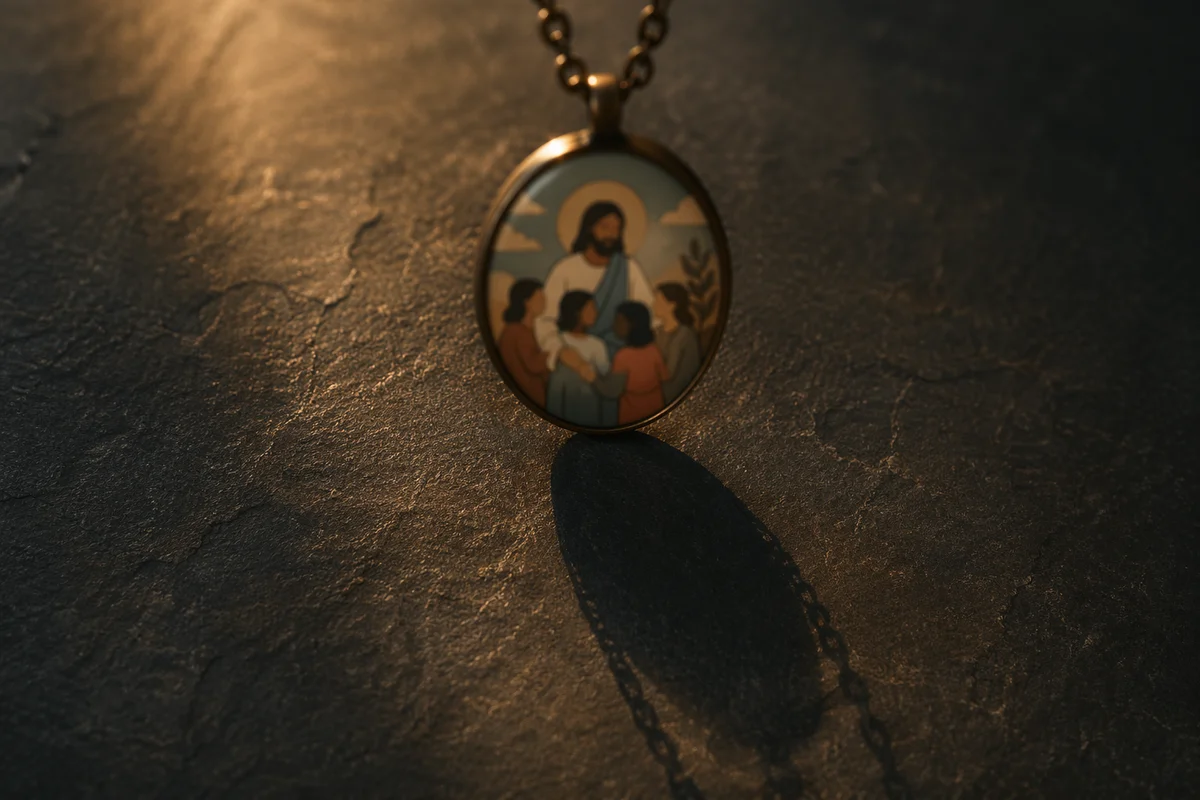 Elegant Gold Pendant Shadow Still Life