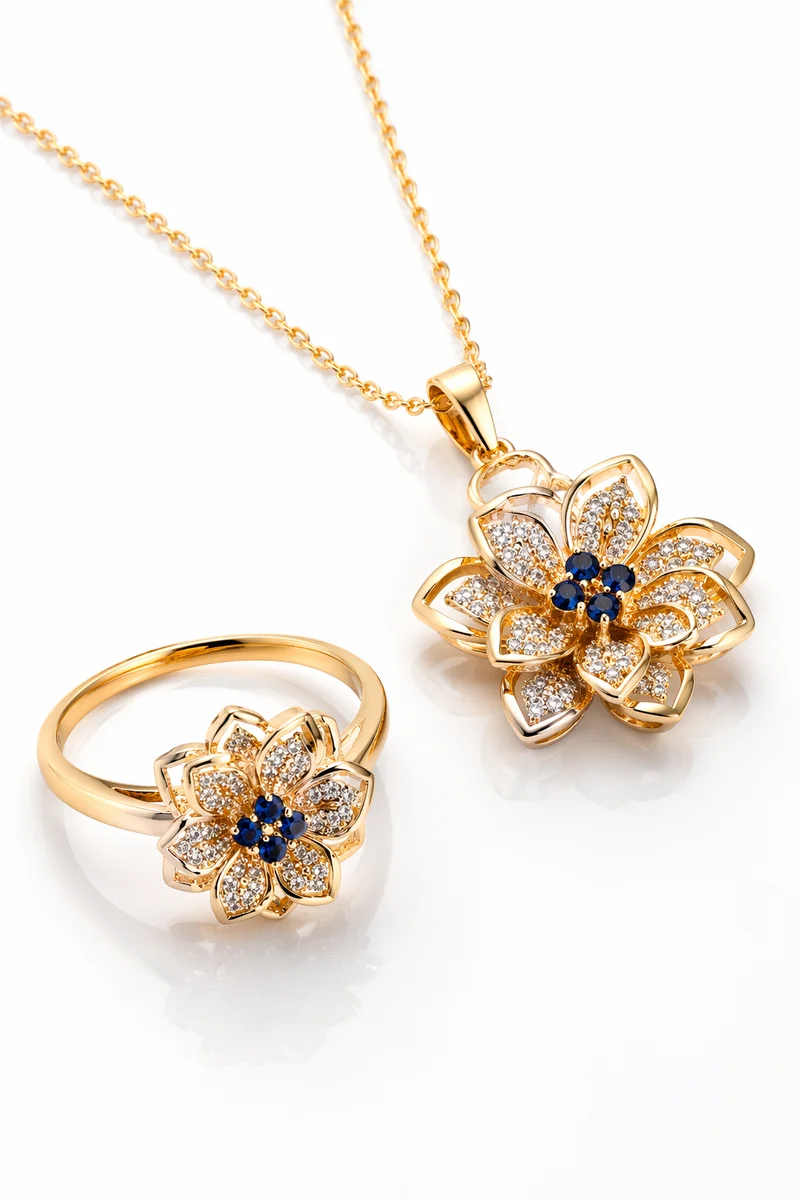 Elegant Gold Floral Jewelry Set