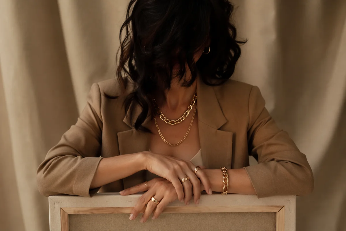 Elegant Gold Jewelry Fashion Portrait