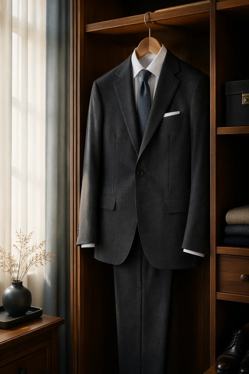 Elegant Mens Business Suit on Hanger