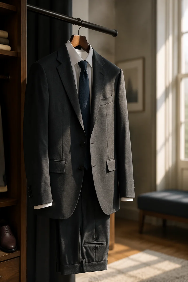 Elegant Mens Business Suit on Hanger