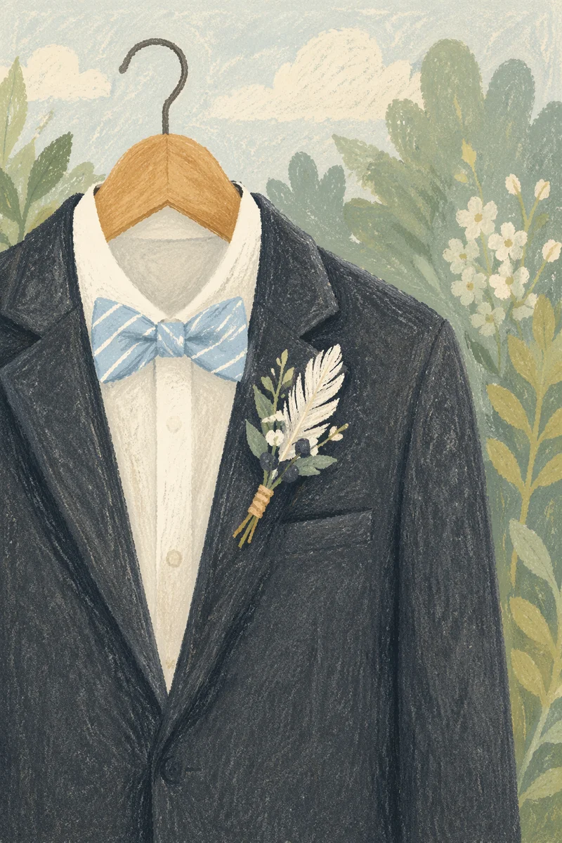 Charcoal Suit with Bow Tie Detail