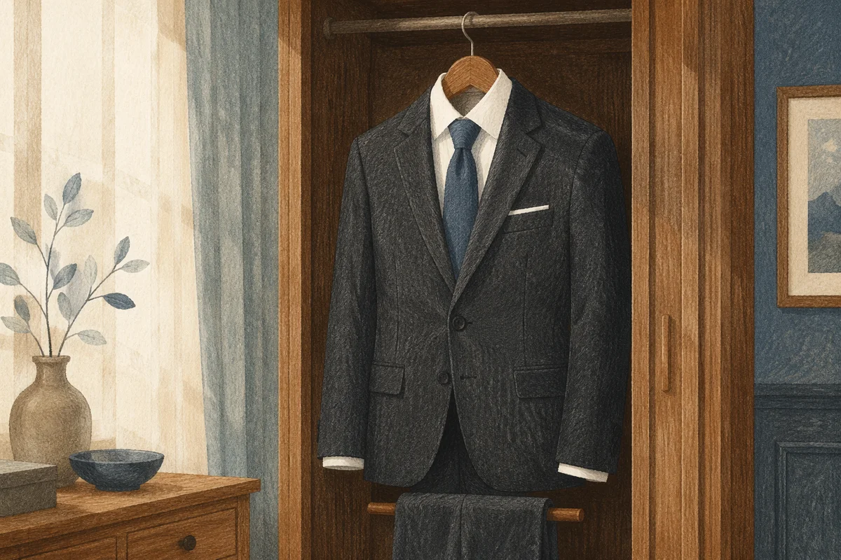 Elegant Mens Business Suit on Hanger