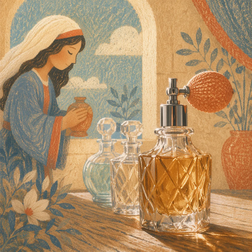 Elegant Amber Perfume Bottles in Soft Light