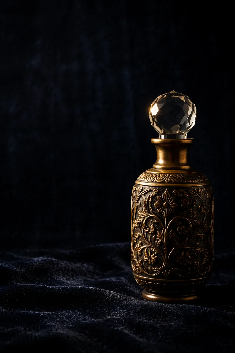 Elegant Antique Gold Perfume Bottle