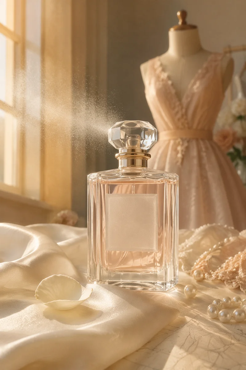 Elegant Perfume Bottle on Marble Vanity