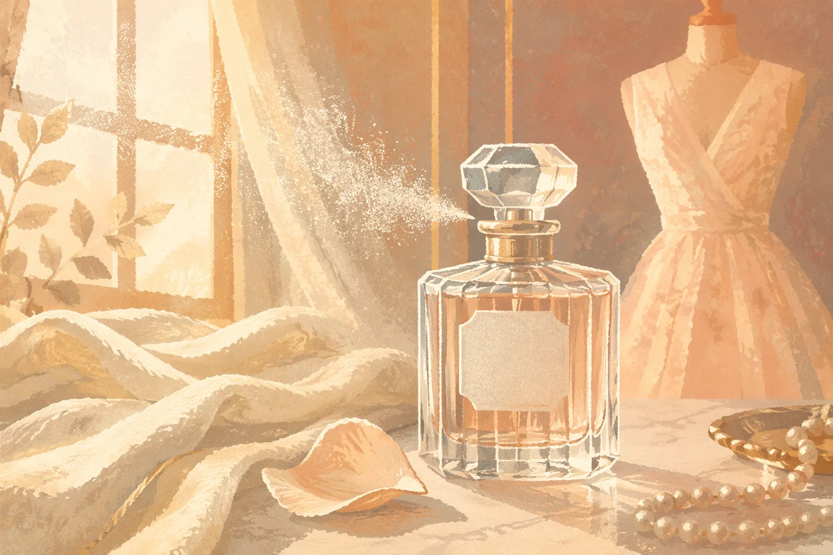 Elegant Perfume Bottle on Marble Vanity