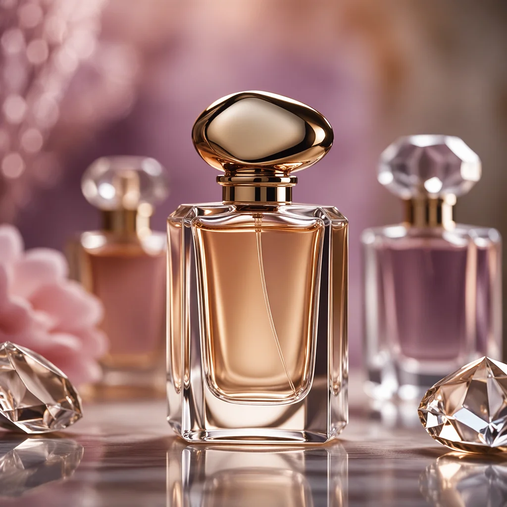 Elegant Golden Perfume Bottle Still Life