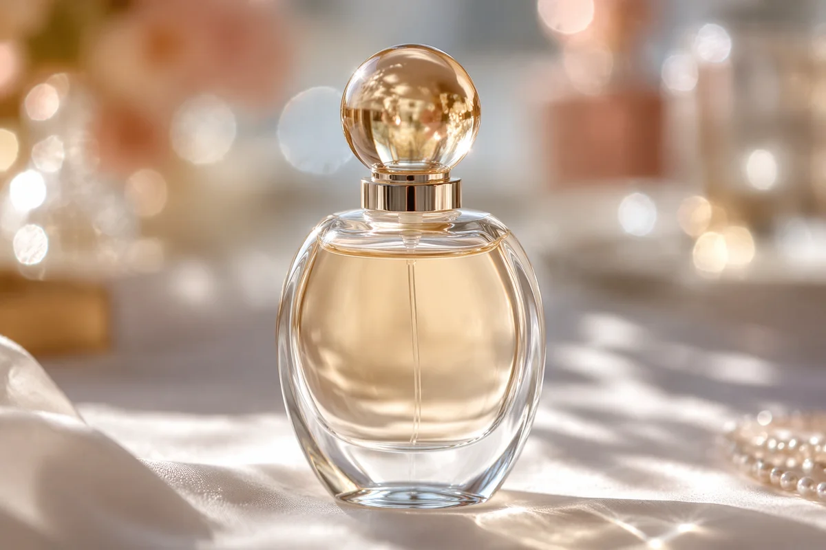 Elegant Luxury Perfume on White Linen