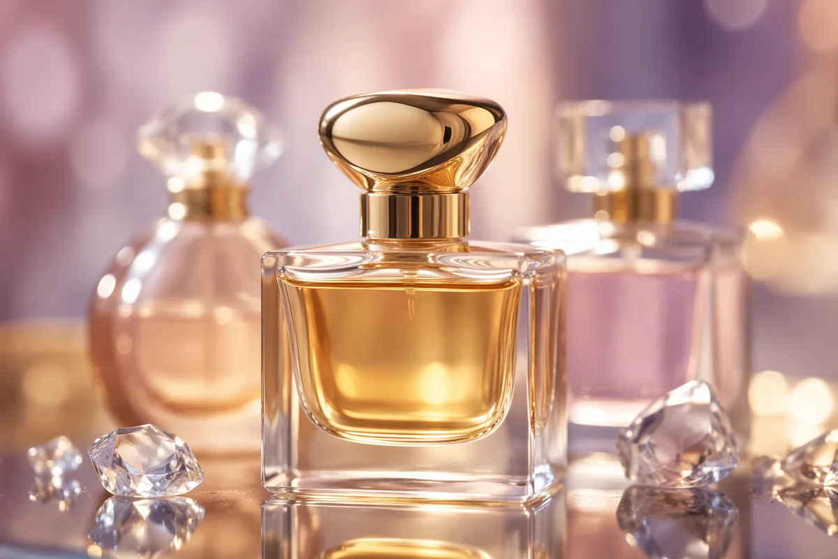 Luxury Golden Perfume Bottle Still Life