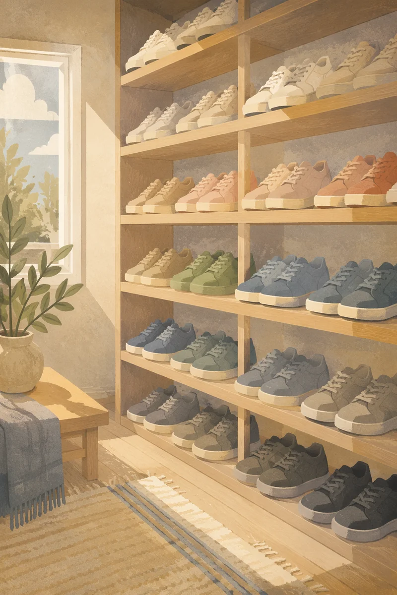 Organized Sneaker Collection on Minimal Shelves