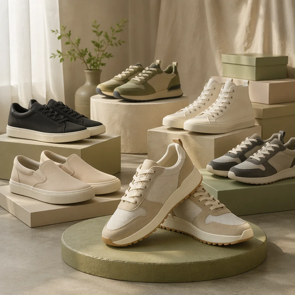 Minimalist Sneaker Collection in Soft Morning Light