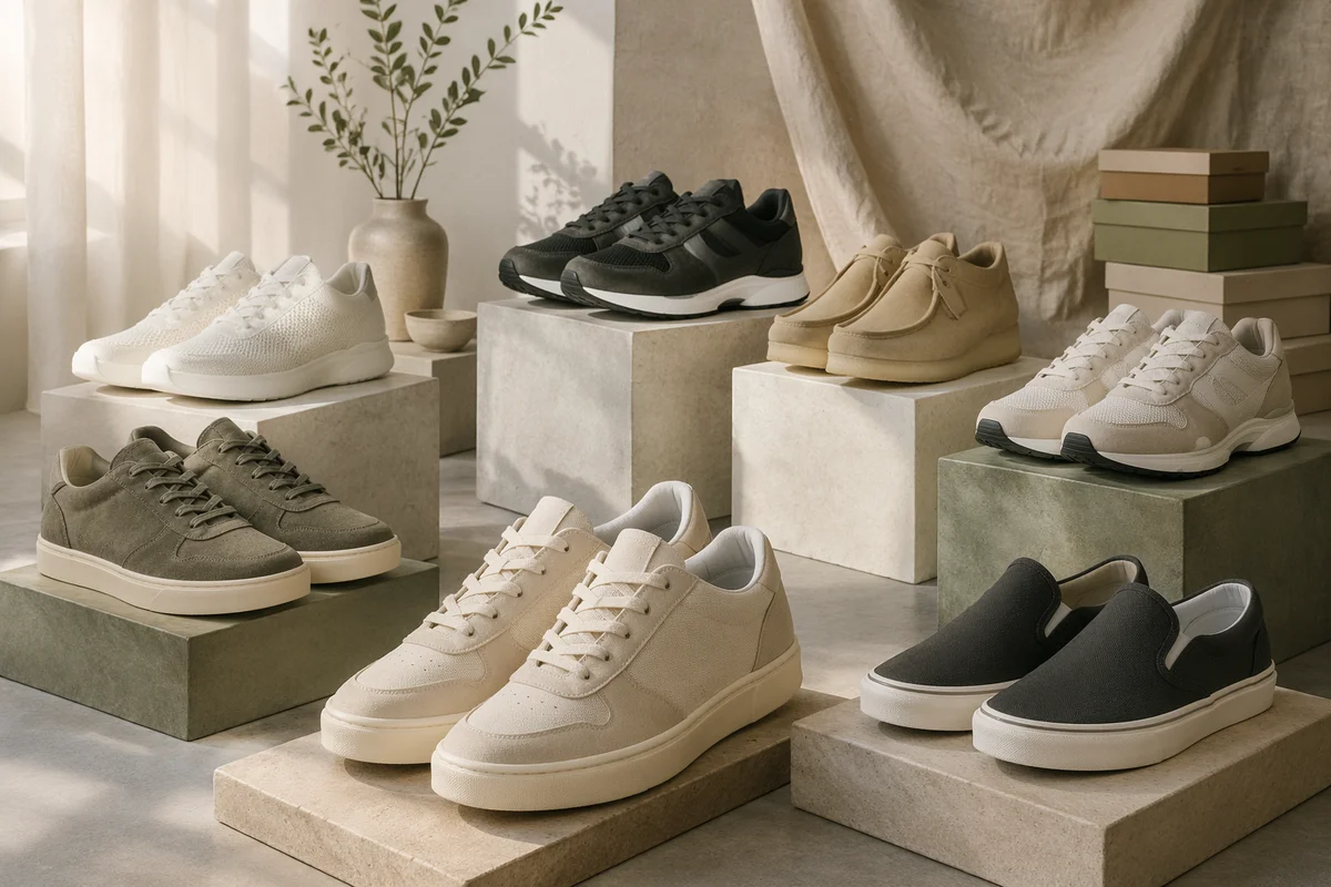 Minimalist Sneaker Collection in Soft Morning Light