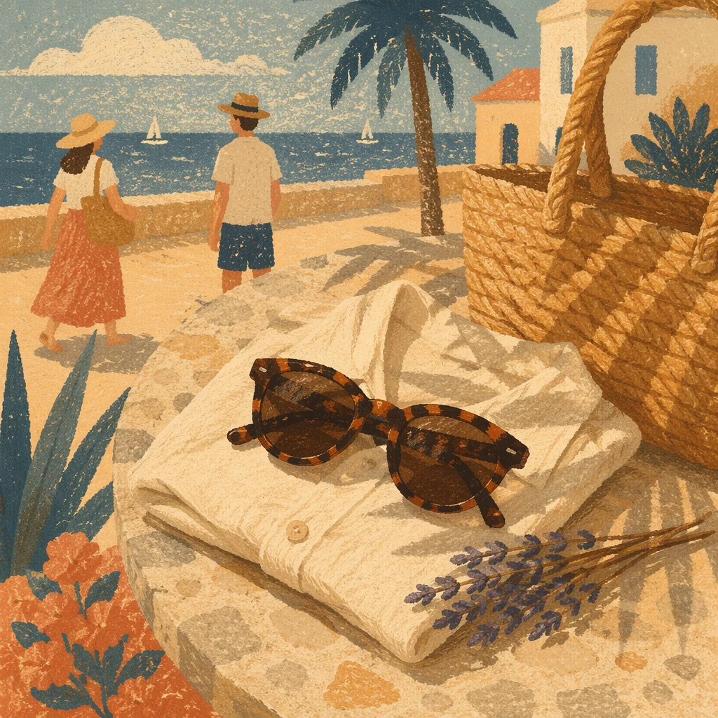 Tortoiseshell Sunglasses on Coastal Linen