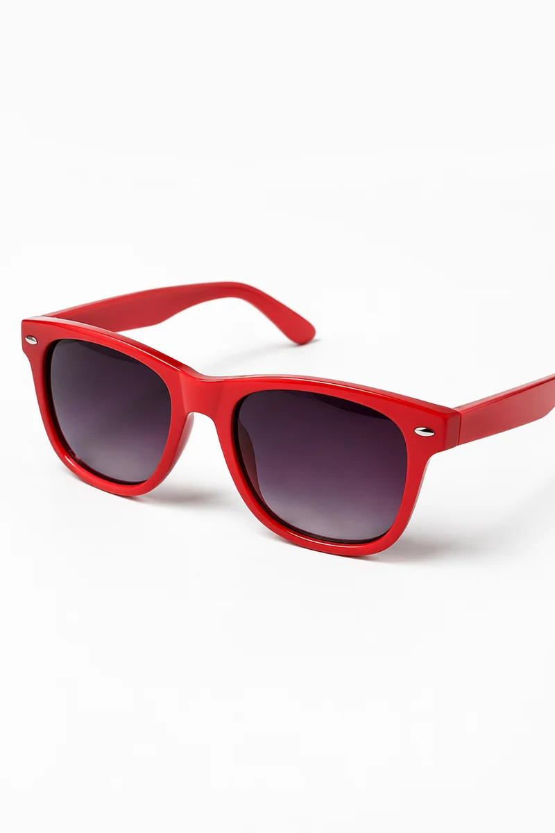 Coral Red Sunglasses on White Background