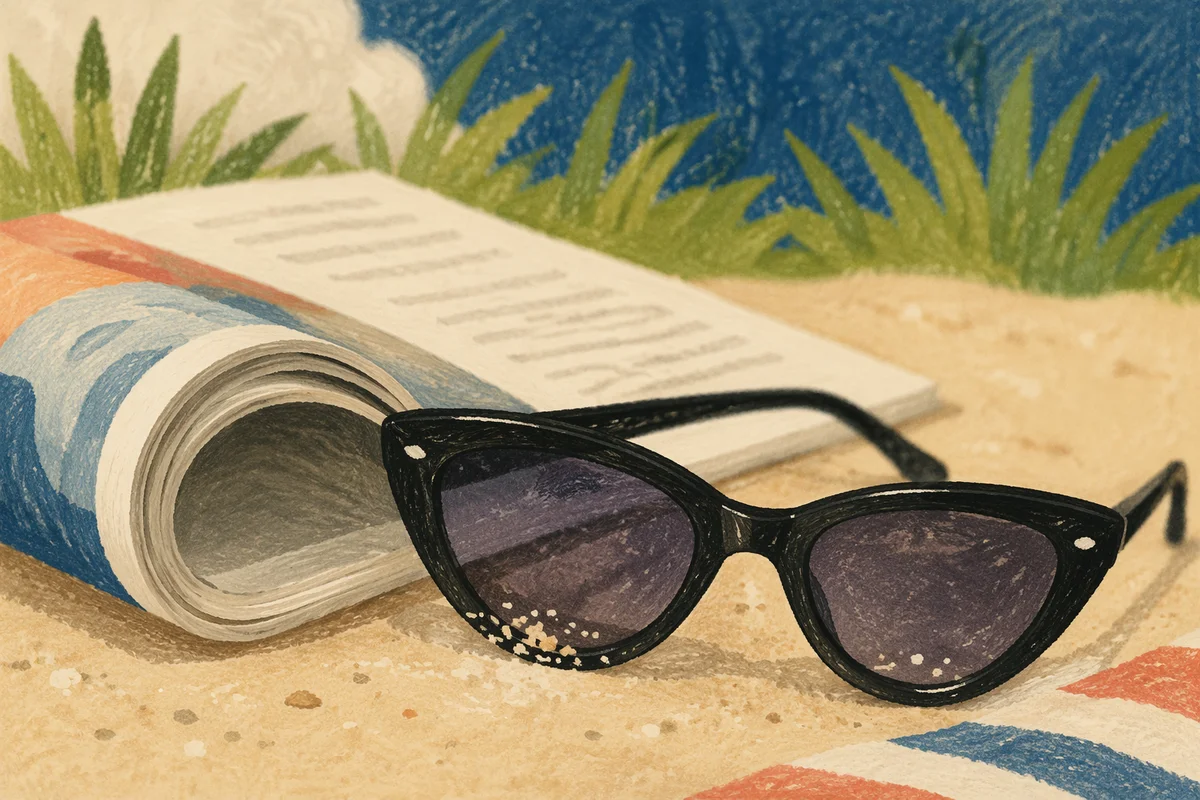 Black Cat Eye Sunglasses on Beach Sand
