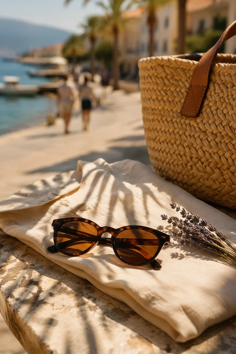 Tortoiseshell Sunglasses on Coastal Summer Linen