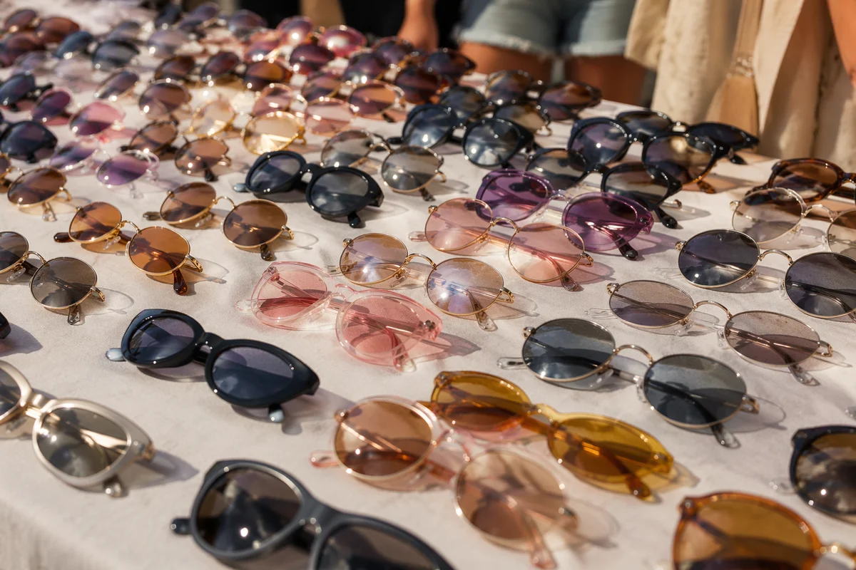 Summer Market Table with Stylish Sunglasses