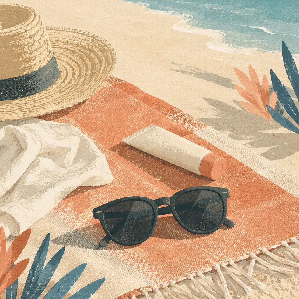 Summer Sunglasses Flat Lay on Beach Towel