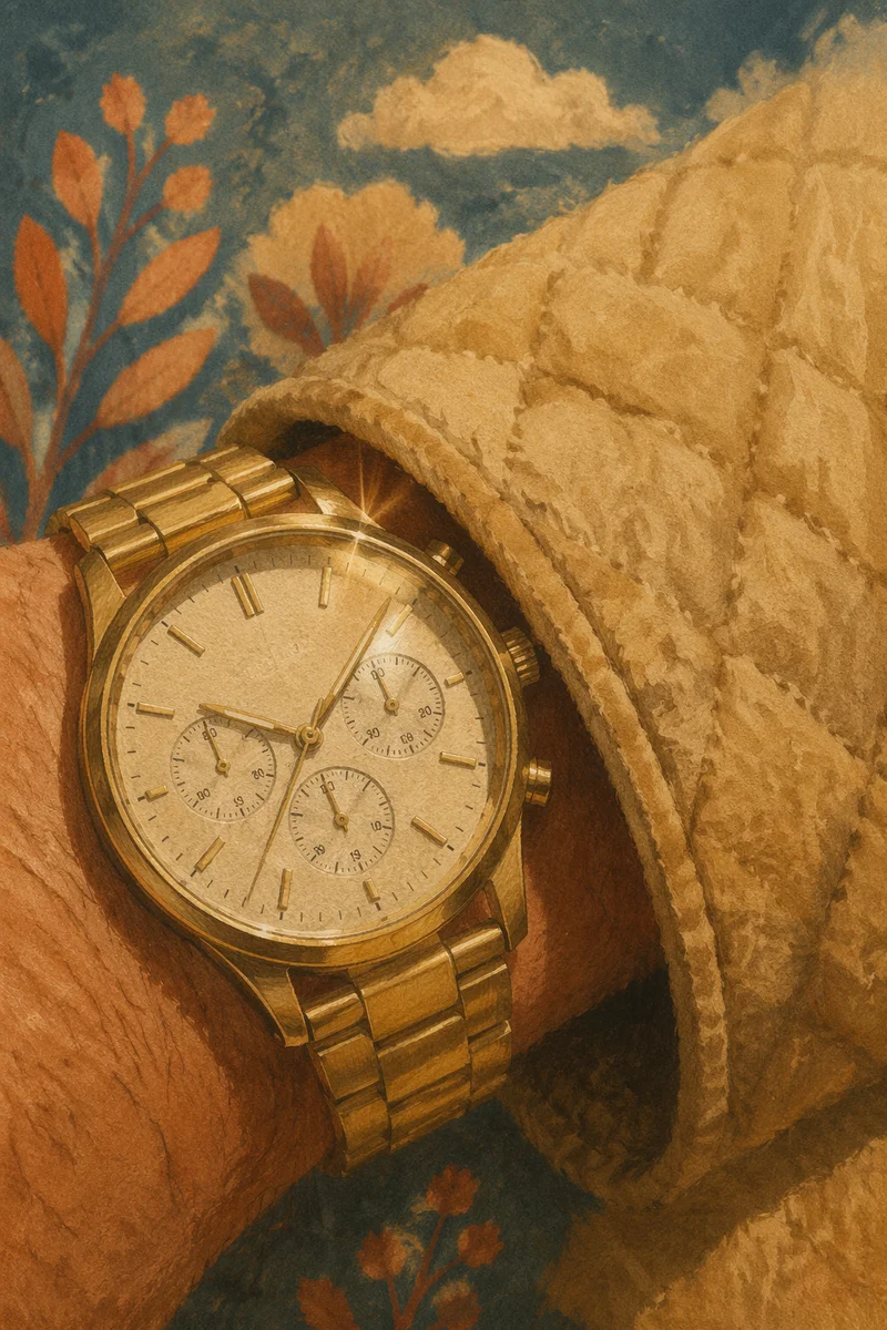 Luxury Gold Wristwatch Macro Fashion Close-Up