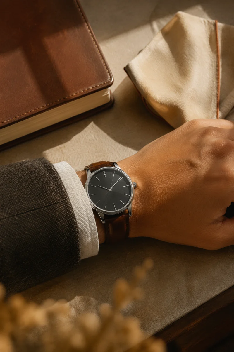Elegant Wristwatch in Warm Window Light