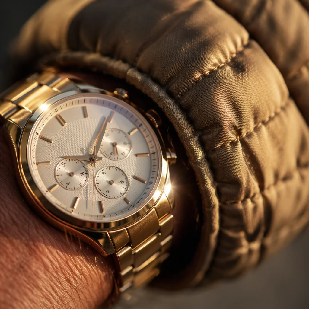 Luxury Gold Wristwatch Macro Close Up