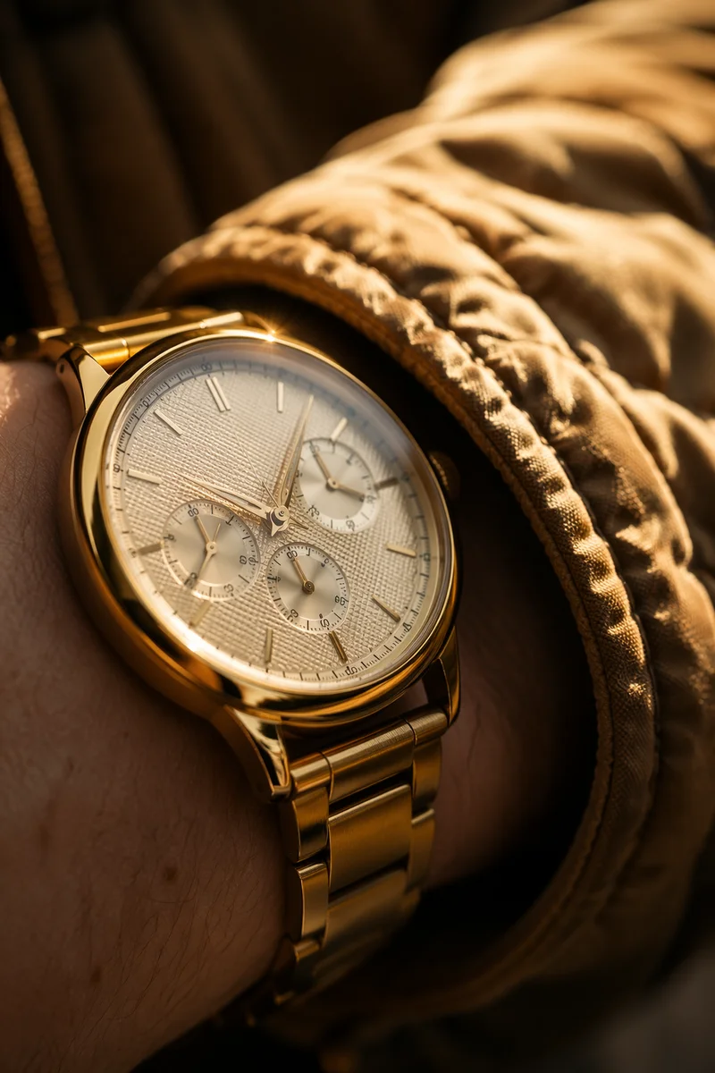 Luxury Gold Wristwatch Macro Close-Up