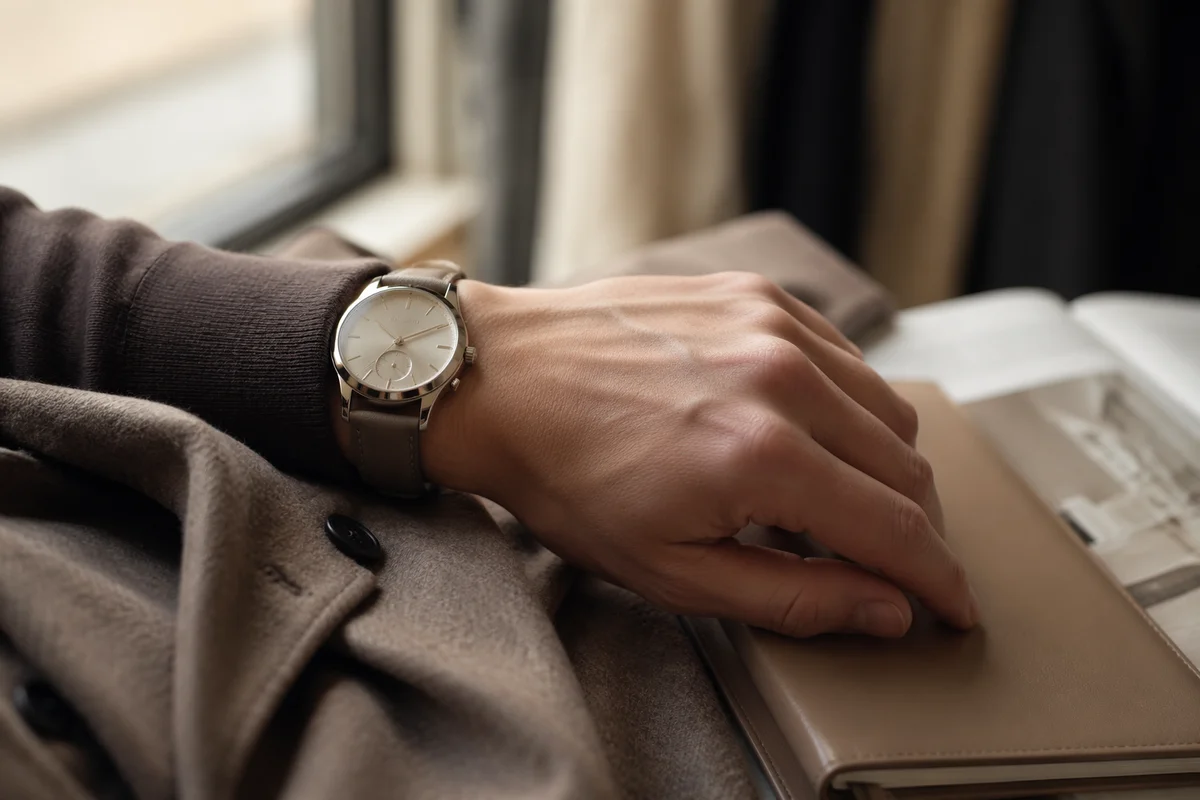 Luxury Wristwatch Close Up in Morning Light