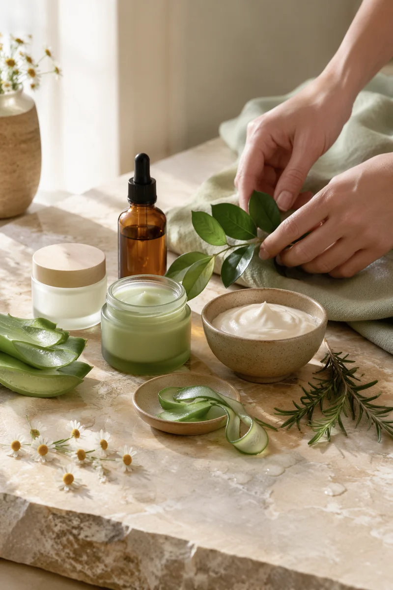 Botanical Skincare Still Life with Natural Ingredients