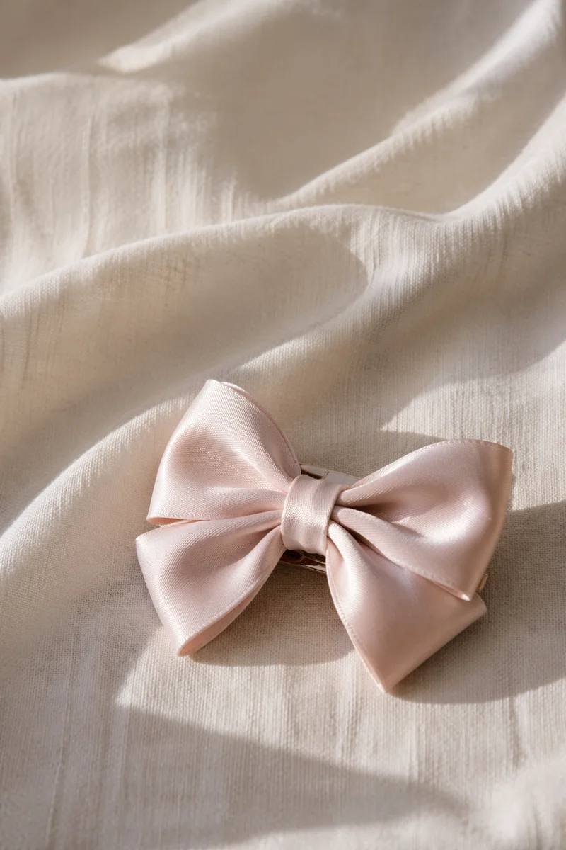 Blush Bow Hair Clip on Linen