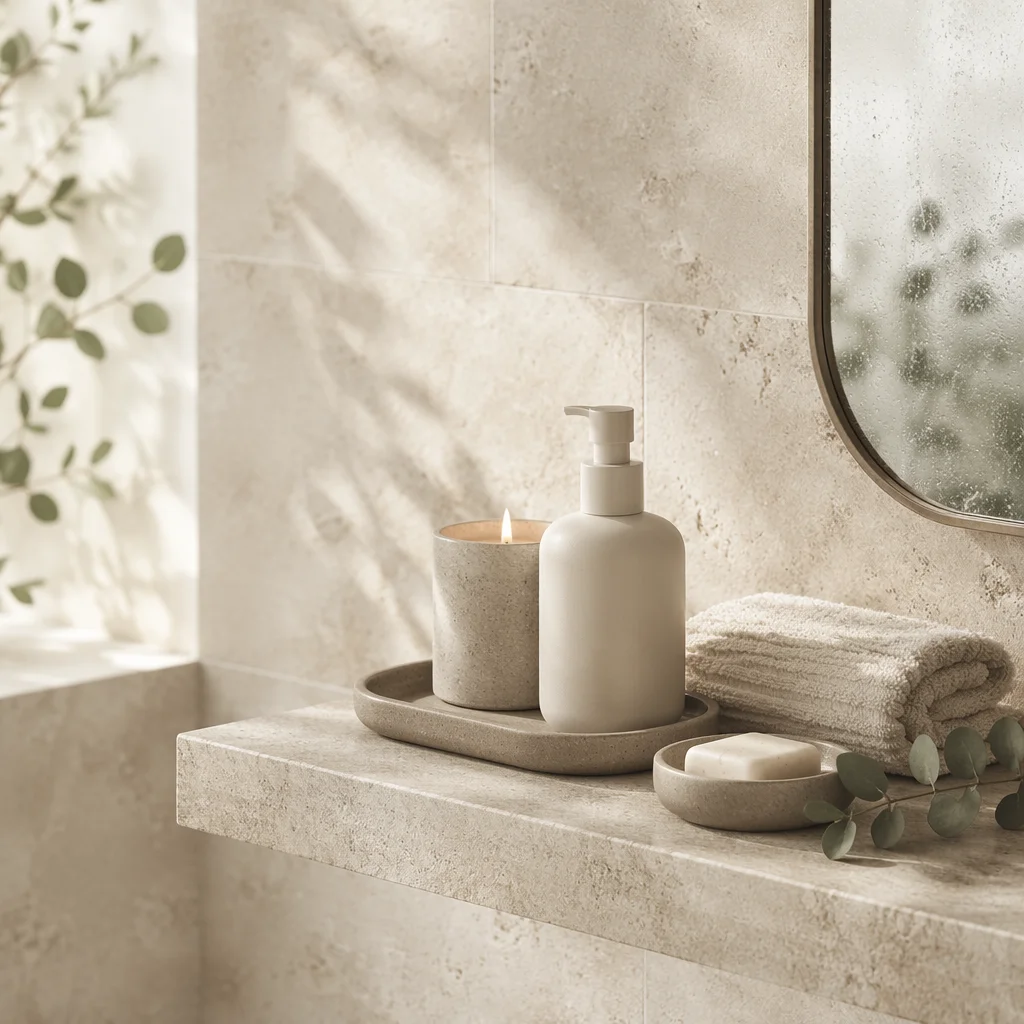 Minimalist Candle and Lotion Bathroom Shelf