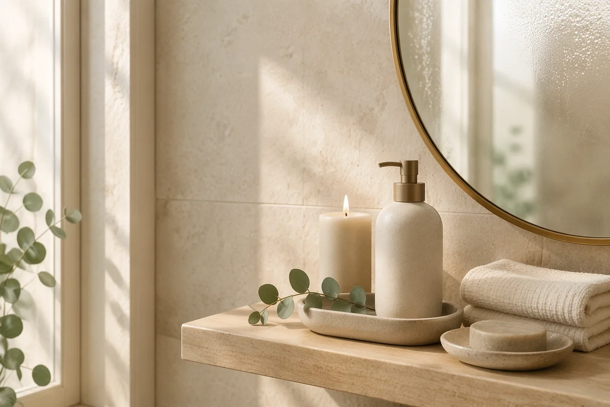 Minimalist Candle and Lotion Bathroom Shelf