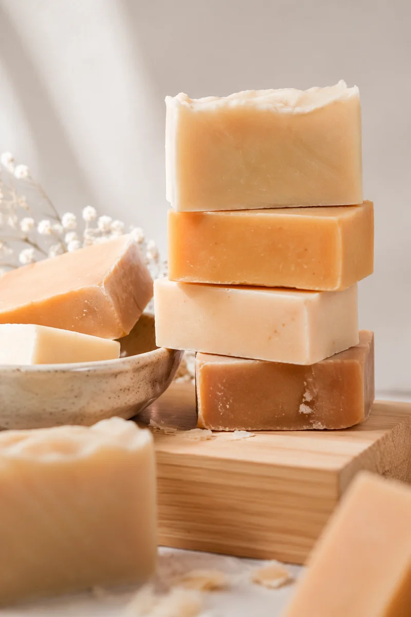 Natural Handmade Soap Bars in Ceramic Bowl