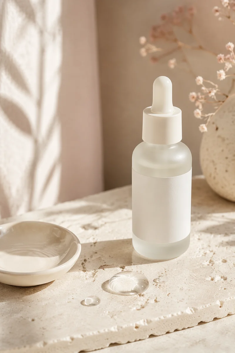 Elegant Eye Cream Dropper Bottle Close Up