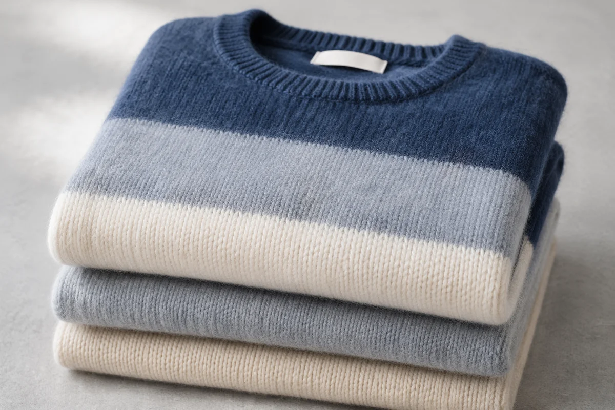 Folded Cashmere Sweaters in Soft Neutral Tones